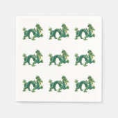 Een Groene Draak met Gouden Trim Servetten (Voorkant)