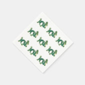 Een Groene Draak met Gouden Trim Servetten (Hoek)