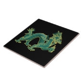 Een groene draak met goudversiering tegeltje (Zijkant)