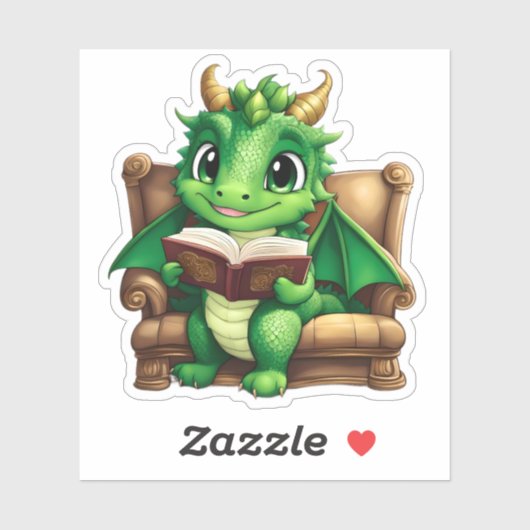 Een groene drakenlezing Sticker (Vel)