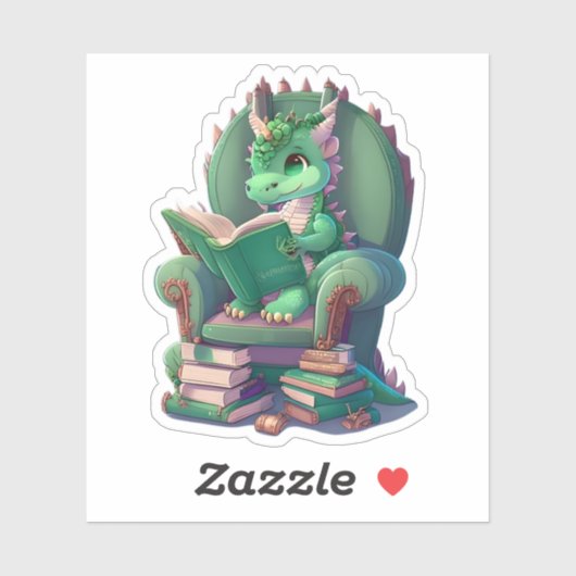 Een groene drakenlezing Sticker (Vel)