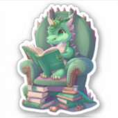 Een groene drakenlezing Sticker (Voorkant)