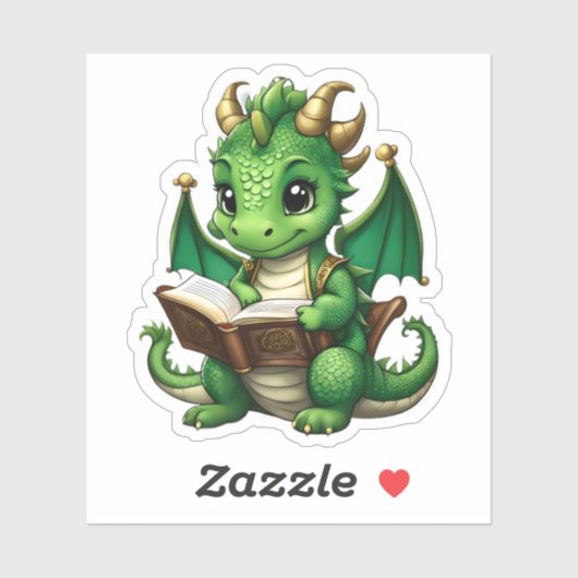 Een groene drakenlezing Sticker (Vel)