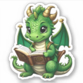 Een groene drakenlezing Sticker (Voorkant)