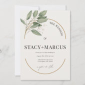 Een Groene en Gouden Bruiloft met een Gouden Accen Kaart (Voorkant)