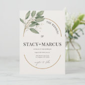 Een Groene en Gouden Bruiloft met een Gouden Accen Kaart (Staand voorkant)
