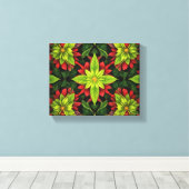 Een groene en rode bloem canvas afdruk (Insitu (Houten vloer))