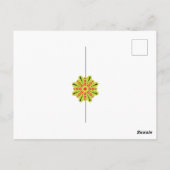 Een groene en rode bloem met zwarte stippen briefkaart (Achterkant)