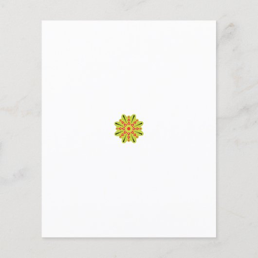 Een groene en rode bloem met zwarte stippen flyer (Achterkant)