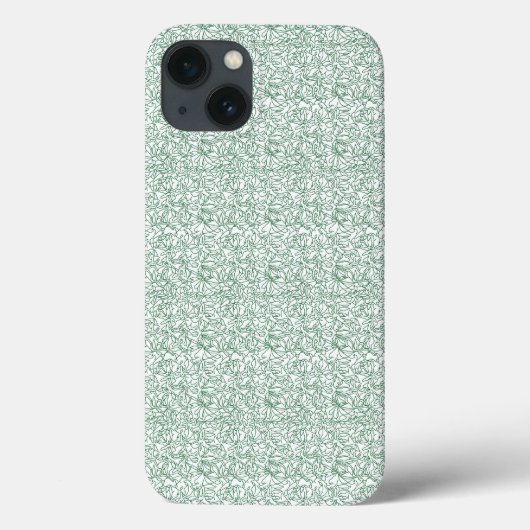 Een groene en witte achtergrond met kleine bladere Case-Mate iPhone case (Achterkant)