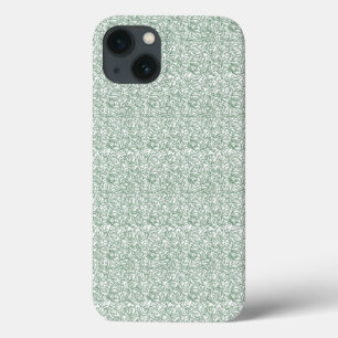 Een groene en witte achtergrond met kleine bladere Case-Mate iPhone case