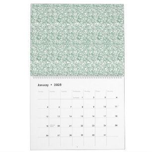 Een groene en witte achtergrond met kleine bladere kalender