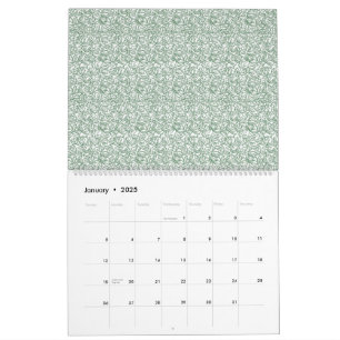 Een groene en witte achtergrond met kleine bladere kalender