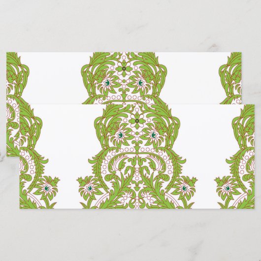 een groene en witte behang met sierlijke ontwerpen menu (Voorkant / Achterkant)