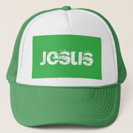 Een groene Jezus Trucker Pet