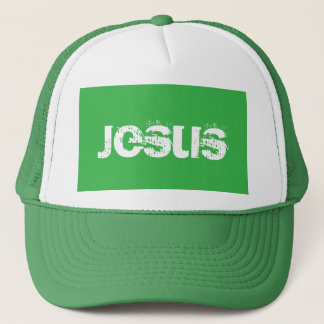Een groene Jezus Trucker Pet