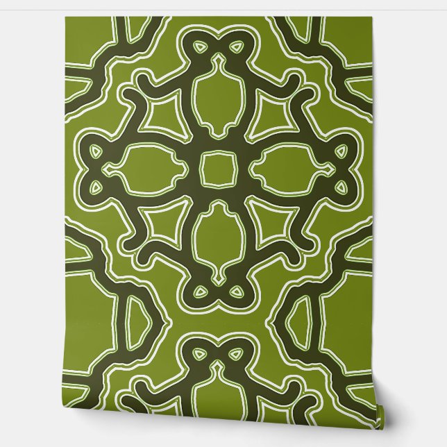 Een  groene kleur "Ratti_Creative_Arts" Behang (Afrollen)