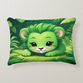 Een groene leeuwenwelp in het Oerwouden kussen