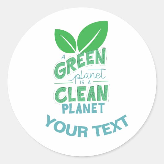 Een groene planeet is een schone planeet, KLIMAATV Ronde Sticker (Voorkant)
