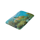 Een groene schildpad op de zwarte riffen van Bonai Badmat (Gekanteld)