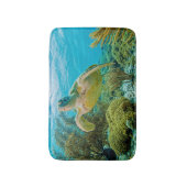 Een groene schildpad op de zwarte riffen van Bonai Badmat (Voorkant Verticaal)