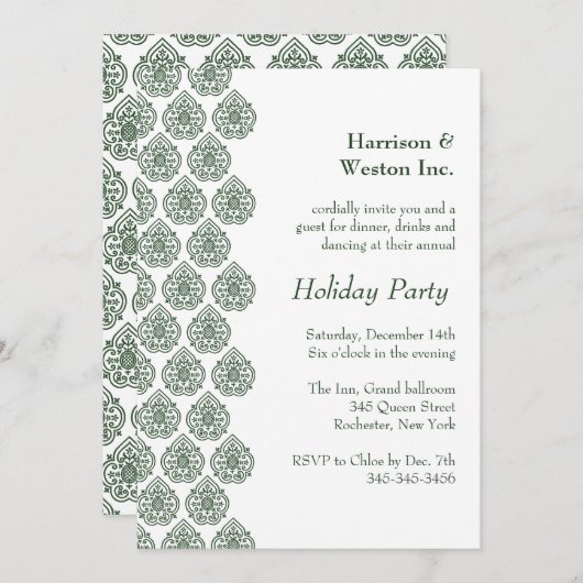 Een groene  uitnodiging tot het indienen van feest (Voorkant / Achterkant)