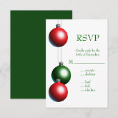 Een Groene Vakantiegornament RSVP Kaartje (Voorkant / Achterkant)