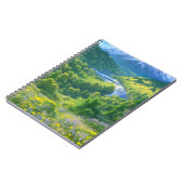 Een groene vallei die bloeit met pijnbomen notitieboek (Linkerzijde)
