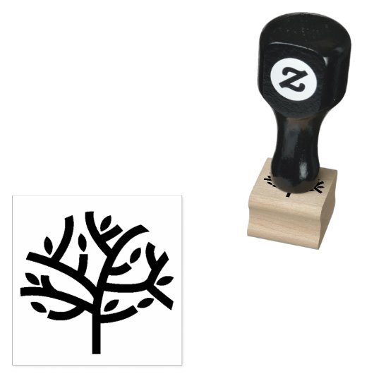 Een groene-verlofboom rubberstempel (Gestempeld)