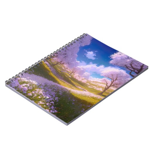 Een groene weide versierd met bloeiende bloemen notitieboek (Linkerzijde)