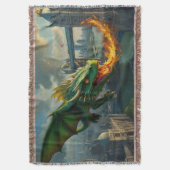 Een groene Welshe draak terroriseert Londen Deken (Voorkant Verticaal)