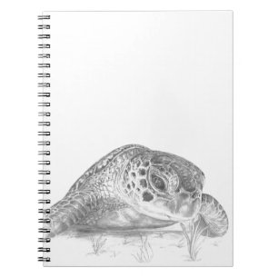 Een groene Zee schildpad in grayscale Notitieboek