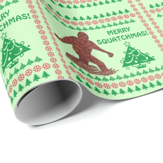 Een groentescherm met een Bigfoot Walking Squatchm Cadeaupapier (Rol Hoek)