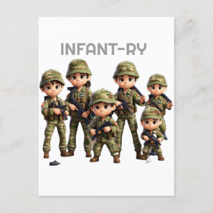 Een groep baby's in legercamouflage uniform briefkaart