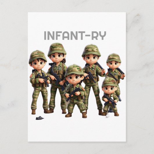 Een groep baby's in legercamouflage uniform briefkaart (Voorkant)