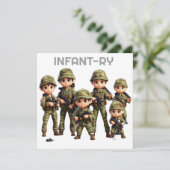 Een groep baby's in legercamouflage uniform feestdagenkaart (Staand voorkant)