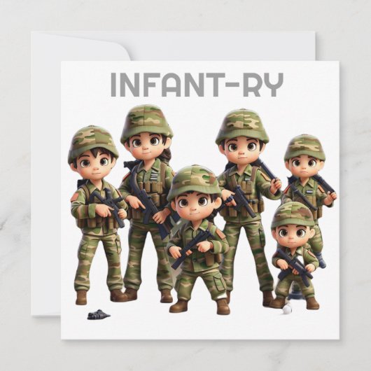 Een groep baby's in legercamouflage uniform feestdagenkaart (Voorkant)