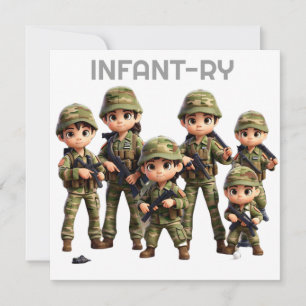 Een groep baby's in legercamouflage uniform feestdagenkaart