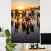 Een groep honden jagen en spetteren poster (Thuiskantoor)