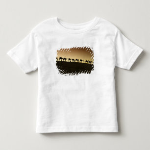 Een groep kameelherders met hun kamelen kinder shirts