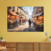 Een groep mensen die door een straat loopt canvas afdruk (Insitu (Woonkamer))