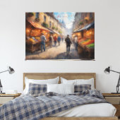Een groep mensen die door een straat loopt canvas afdruk (Insitu (Slaapkamer))