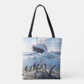 Een groep pinguïns die op een valkuil staan tote bag (Achterkant)