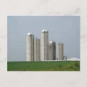 een groep silo's op een Boerderij in Lancaster, Pa Briefkaart