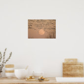 Een groep trekkende sneeuwganzen, Grus Poster (Keuken)