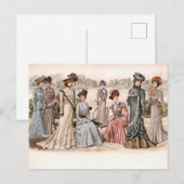 Een groep van de  Mode van de Dames van Edwardian Briefkaart (Voorkant / Achterkant)