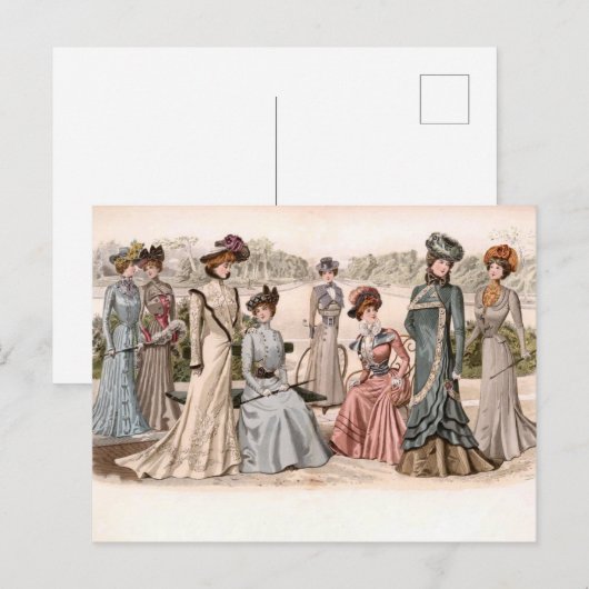 Een groep van de  Mode van de Dames van Edwardian Briefkaart (Voorkant / Achterkant)