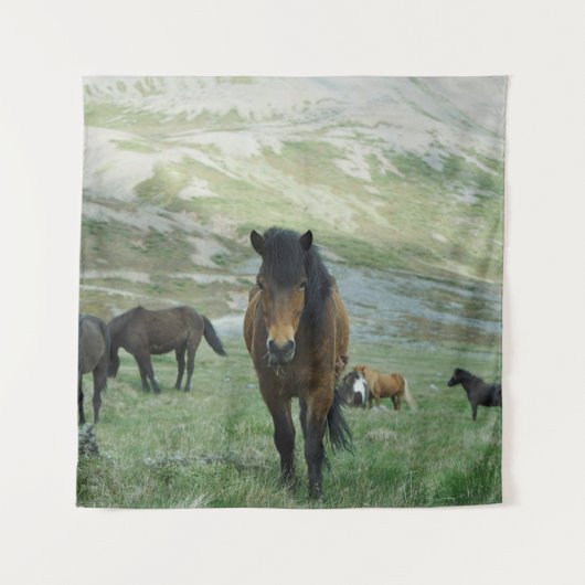 EEN GROEP VAN HOREN OP EEN MOUNTAIN PASTURE WANDKLEED (Voorkant)