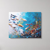 Een groep vissen zwemt in de oceaan canvas afdruk (Voorkant)