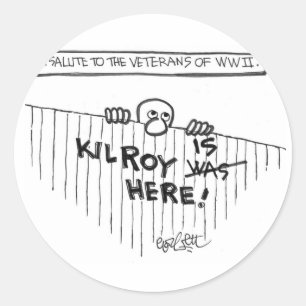 Een groet aan veteranen van WOII (Kilroy) Ronde Sticker